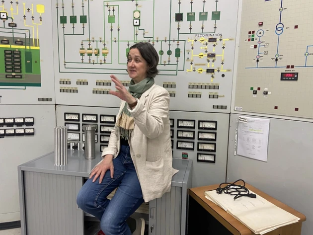 Ele Carpenter in the Essor Reactor Control Room, JRC, Ispra, Italy 2024.
